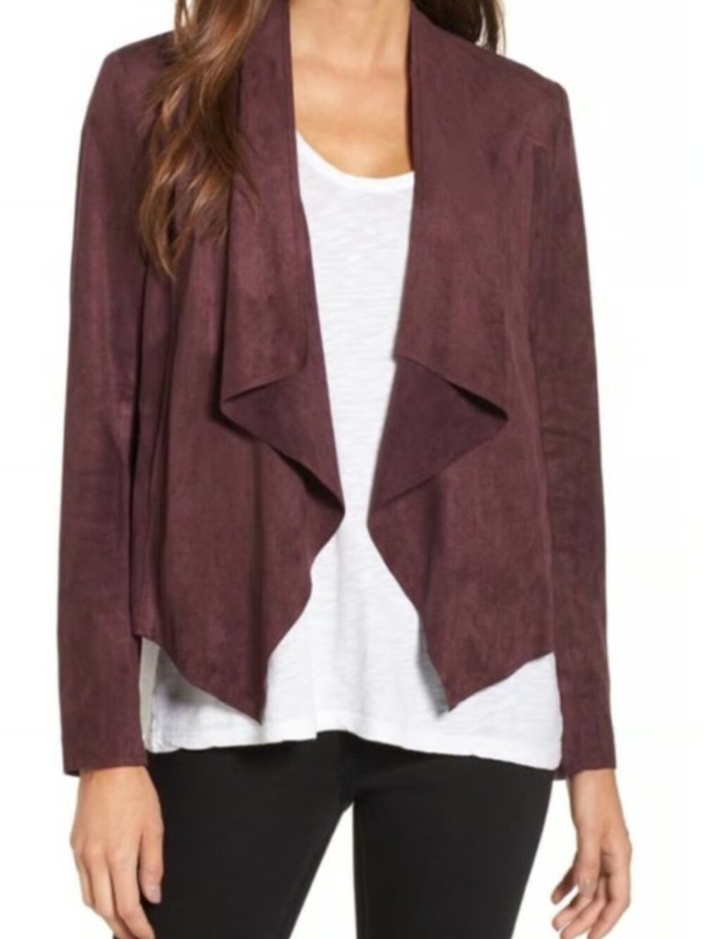 Kut from the Kloth Purple Faux Suede Waterfall Jacket Large